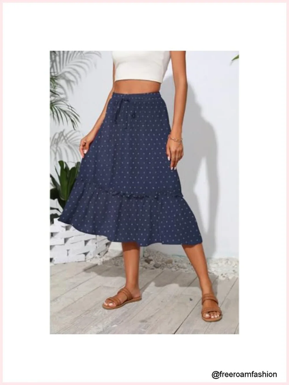 High Waist Tiered Skirts for Women Flowy Long with Pockets Elastic Waist A-Line